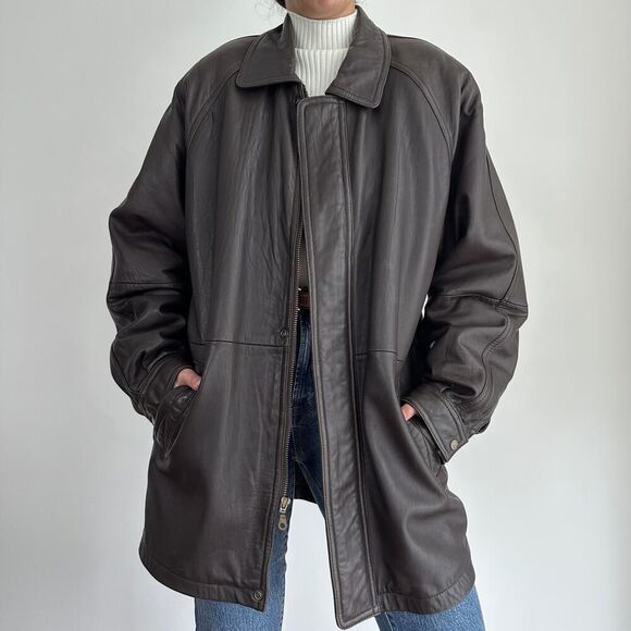 Vintage Leather Oversized Jacket - Picture 12 of 12